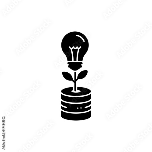 Lightbulb Growing from Coin Symbolizing Idea Return on Investment
