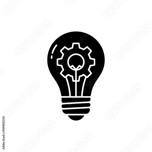 Lightbulb with Gear Representing Innovation and Creative Solutions