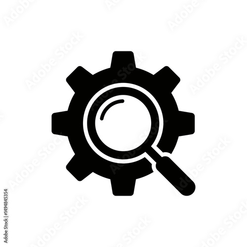 Magnifier Inside Gear Representing Process Analysis and Optimization