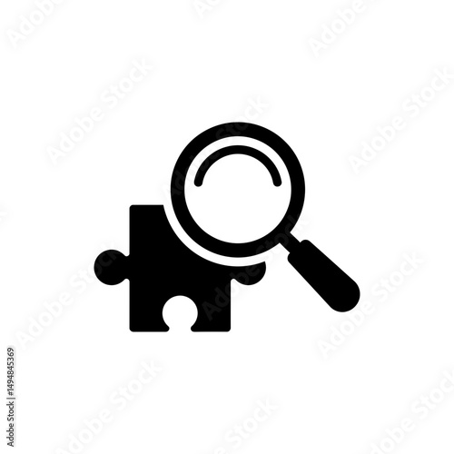Magnifier Over Puzzle Representing Problem Solving and Strategy