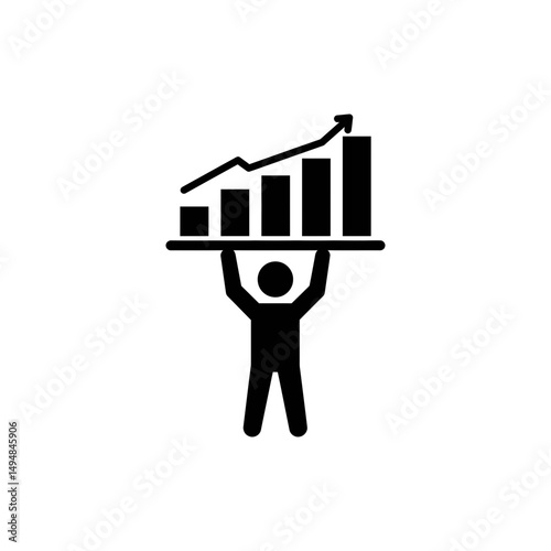 User Lifting Bar Chart Representing Team Leadership and Growth