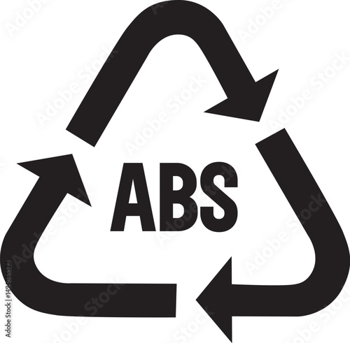 abs plastic recycling symbol icon for material identification and waste management illustrations