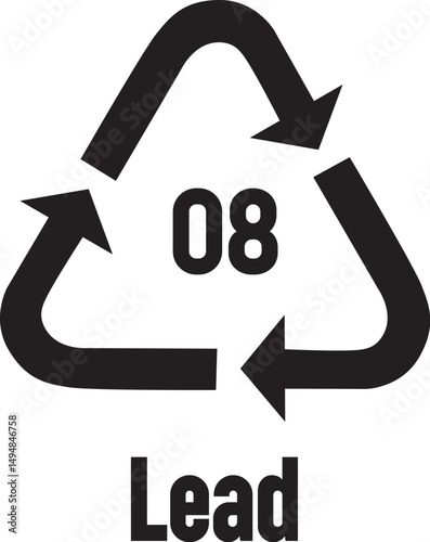lead recycling symbol close-up hazardous metal eco-friendly environmental waste management concept