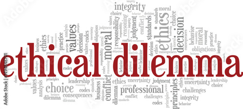 Ethical Dilemma word cloud conceptual design isolated on white background.