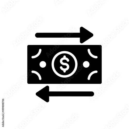 Cash Icon with Double Arrows for Financial Exchange and Flow