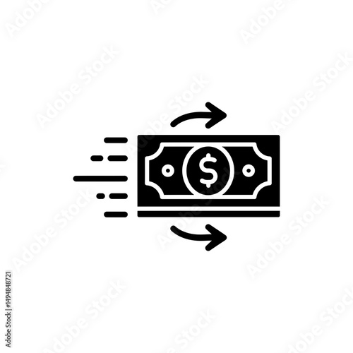Cash Icon with Moving Arrows for Dynamic Financial Movement