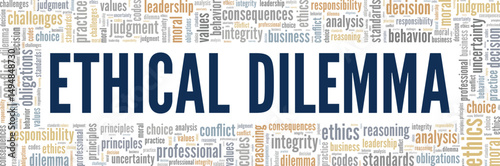 Ethical Dilemma word cloud conceptual design isolated on white background.
