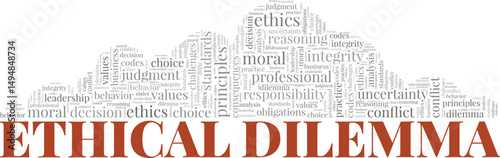 Ethical Dilemma word cloud conceptual design isolated on white background.