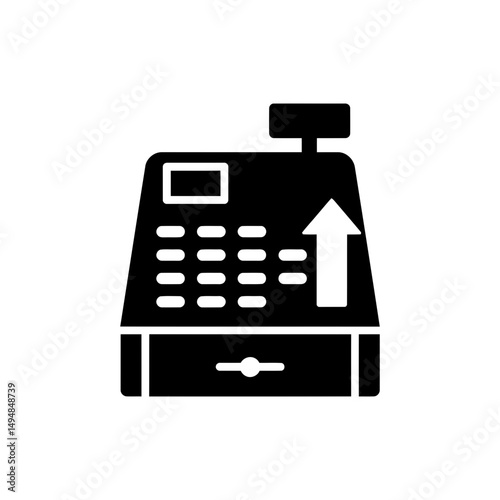 Cash Register with Upward Arrow for Increasing Sales and Growth