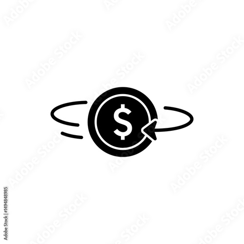 Spinning Coin Motion Icon for Financial Business and Cryptocurrency