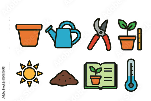 Sewing and craft flat icons set – tools, needlework, stitch essentials