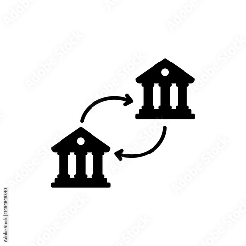 Money Flow Arrows Between Banks for Financial Transfer and Banking