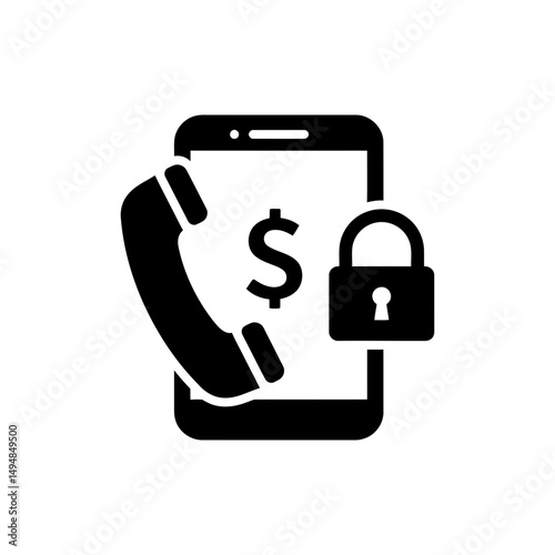 Phone Icon with Dollar Lock Representing Secure Financial Transactions