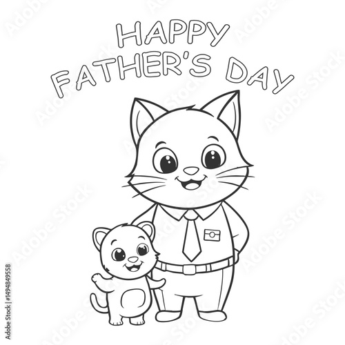 Happy Father's Day coloring book featuring cat and her kitten characters