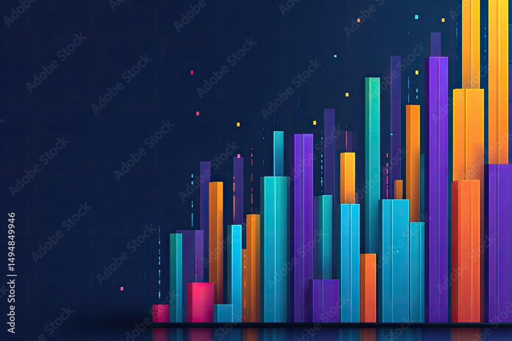 Obraz premium Vibrant Abstract Cityscape with Rising Geometric Forms