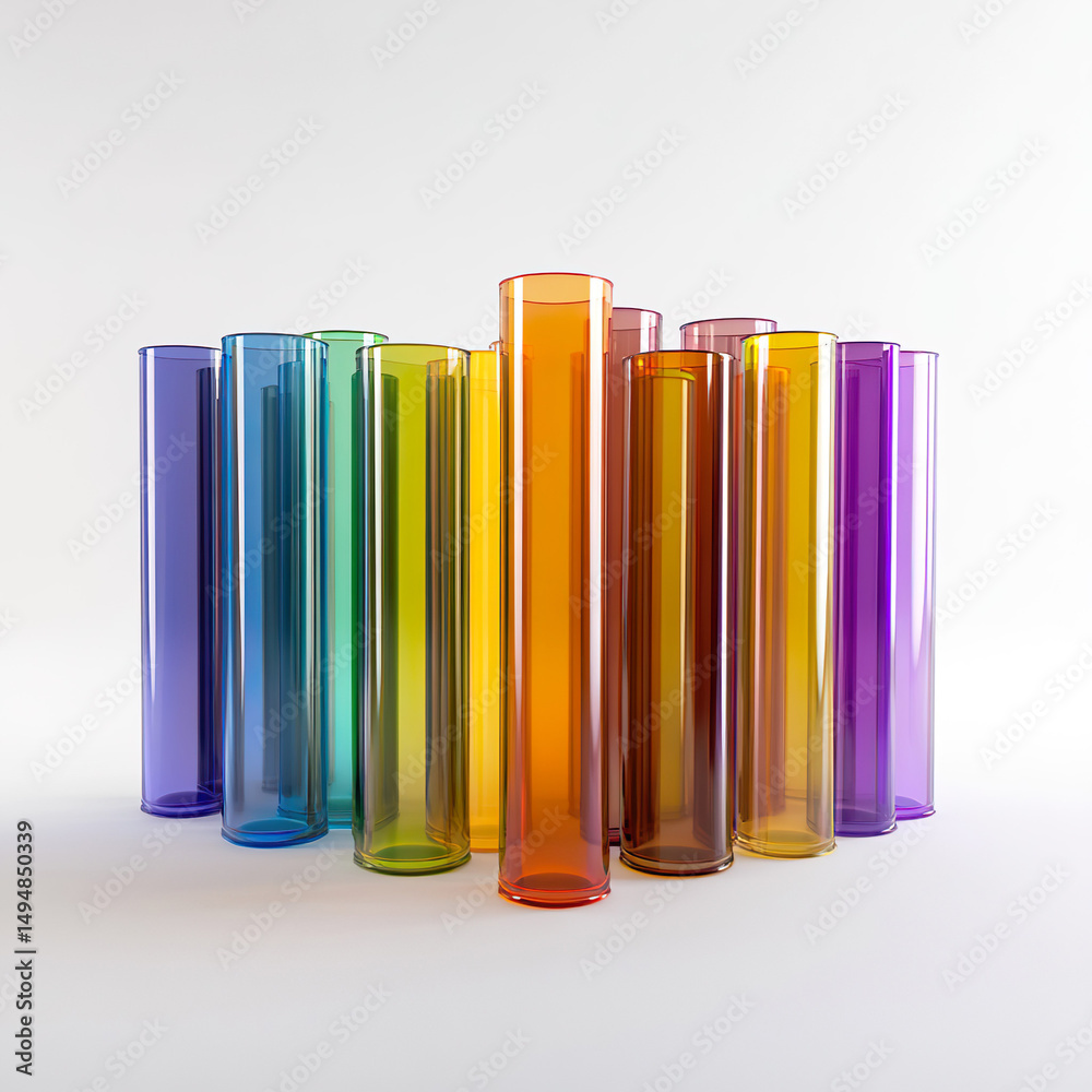 Fototapeta premium Colorful glass cylinders abstract background design
