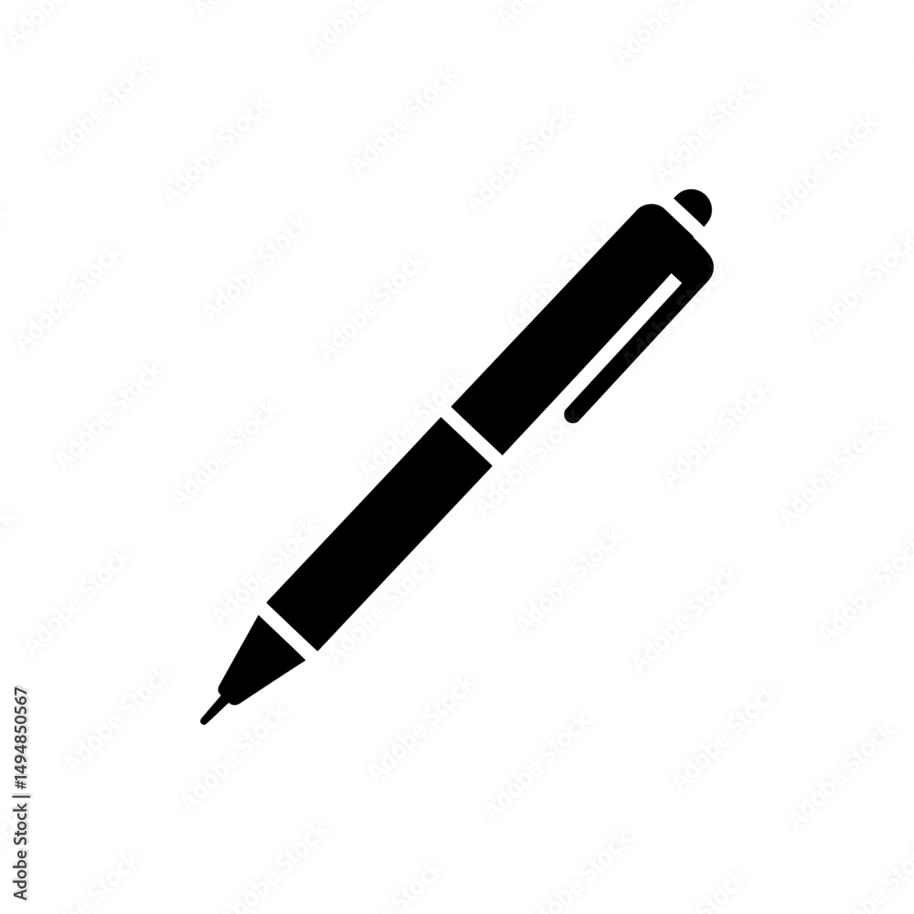 Flat Pen Icon Without Cap for Office Writing Flat Pen Icon Without Cap for Office Writing