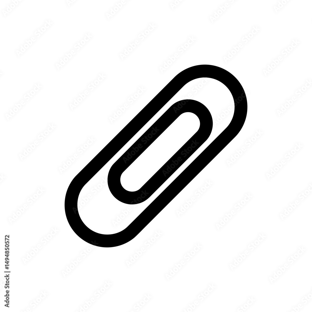 Flat Paperclip Icon Side View for Office Use Flat Paperclip Icon Side View for Office Use