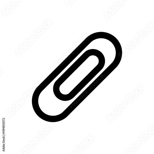 Flat Paperclip Icon Side View for Office Use