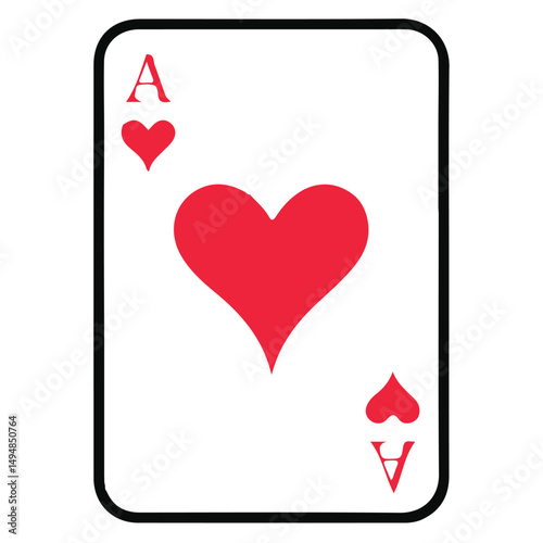 playing card ace of hearts on black