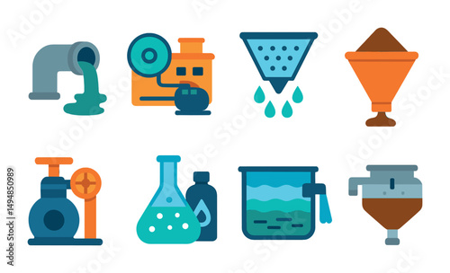 Gardening and agriculture flat icons set – farming, plant cultivation symbols