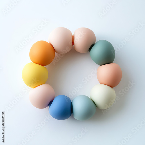 Pastel rainbow silicone beads baby teether sensory toy photo