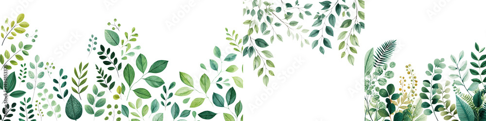 Naklejka premium Lush green foliage and leaves in natural setting