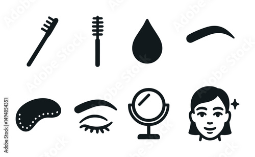 Beauty and makeup filled icons set – flat, solid, cosmetic and skincare symbols