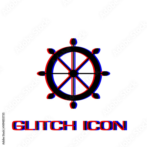 Helm icon flat. Simple pictogram - Glitch effect. Vector illustration symbol
