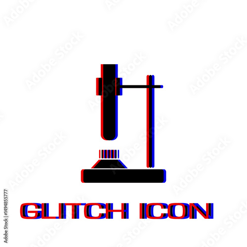 Tube on fire icon flat. Simple pictogram - Glitch effect. Vector illustration symbol