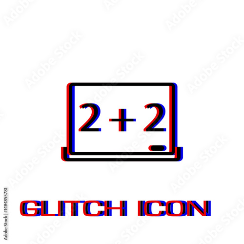 Whiteboard icon flat. Simple pictogram - Glitch effect. Vector illustration symbol