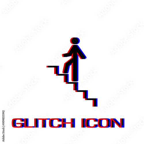 Go down up icon flat. Simple pictogram - Glitch effect. Vector illustration symbol