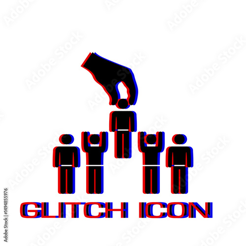 Recruitment concept icon flat. Simple pictogram - Glitch effect. Vector illustration symbol