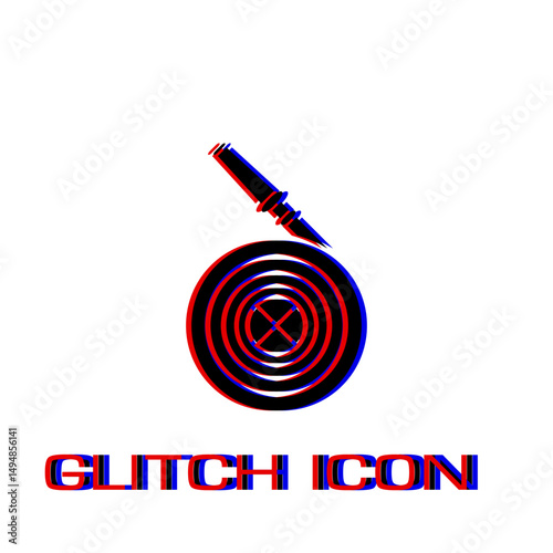 Water hose icon flat. Simple pictogram - Glitch effect. Vector illustration symbol