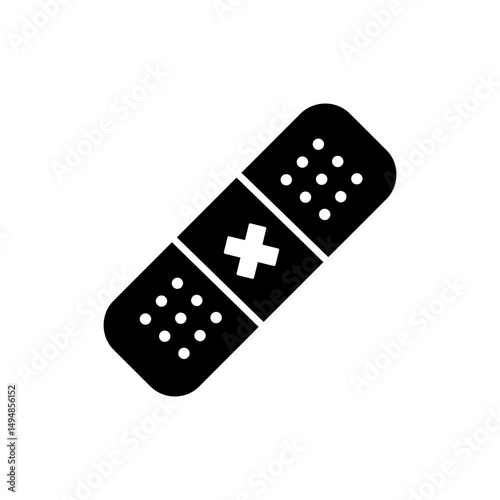 Cross Mark on Bandaid for Medical Treatment and Wound Care