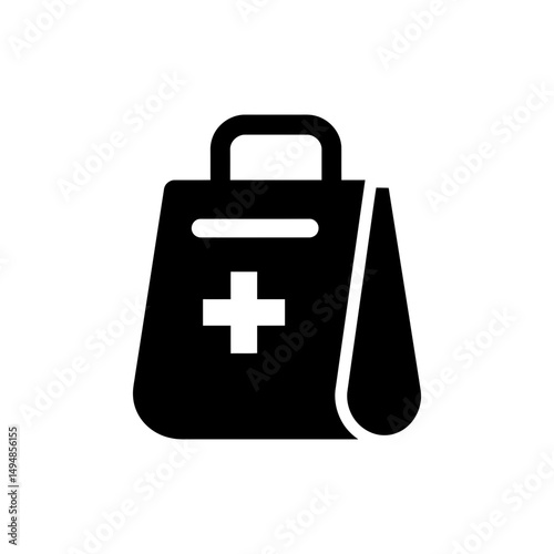 Cross Symbol on Bag Icon for Health and Emergency Use