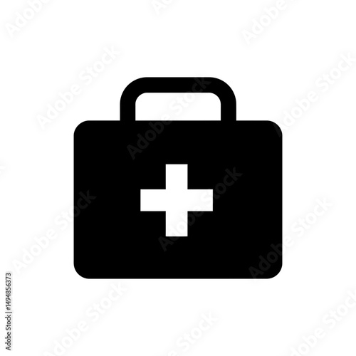 First Aid Box with Handle Icon for Emergency Medical Kit Design