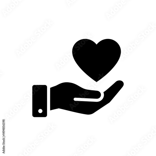 Hand Holding Heart Icon for Medical Care and Support