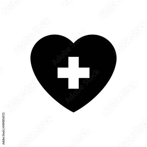 Heart Symbol with Cross Inside Icon for Medical Health Services