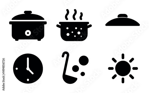 Kitchen and cooking silhouette icons set – filled, solid, culinary and food symbols