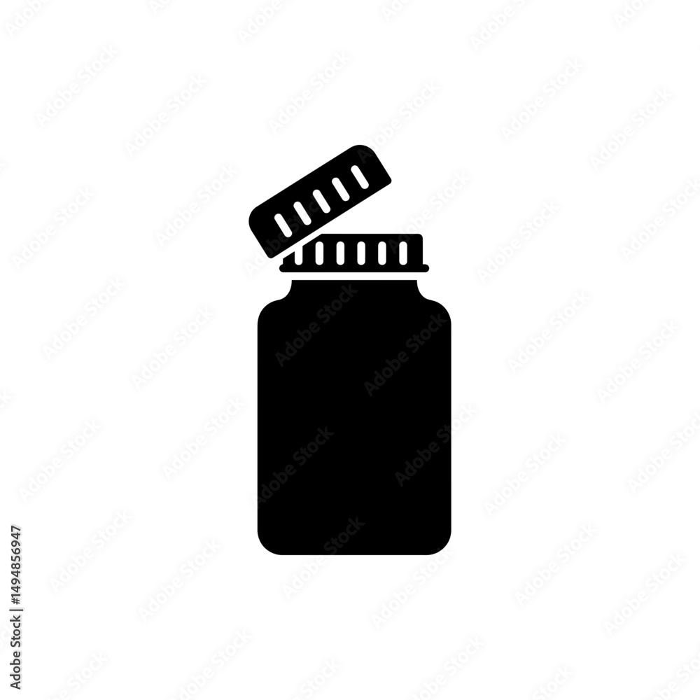 Medicine Bottle with Open Lid for Healthcare and Medication Medicine Bottle with Open Lid for Healthcare and Medication