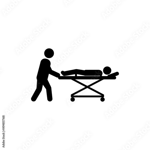Stretcher Pushed Symbol for Medical Emergency Transport