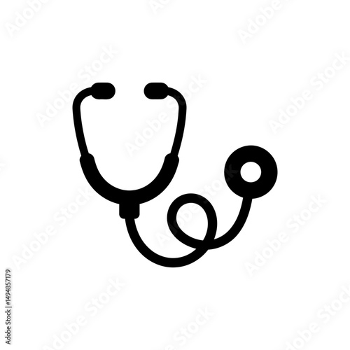 Stethoscope Bent Into Heart Icon for Medical Care and Heart Health
