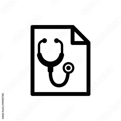Stethoscope Over File Symbol for Medical Records and Care