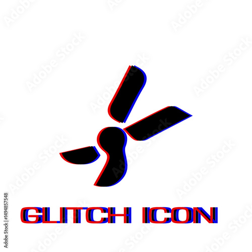 Secateurs, garden scissors icon flat. Simple pictogram - Glitch effect. Vector illustration symbol