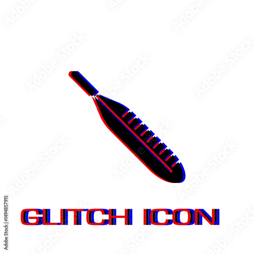 Thermometer icon flat. Simple pictogram - Glitch effect. Vector illustration symbol