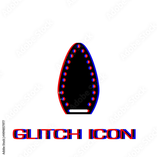 Steam iron icon flat. Simple pictogram - Glitch effect. Vector illustration symbol