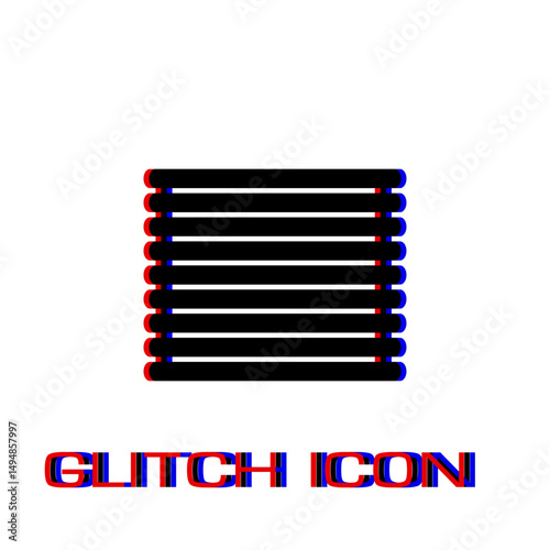 Wooden logs raft icon flat. Simple pictogram - Glitch effect. Vector illustration symbol