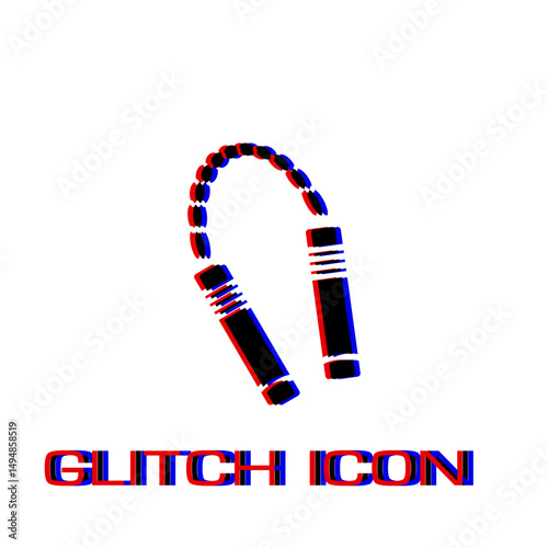Nunchuck icon flat. Simple pictogram - Glitch effect. Vector illustration symbol