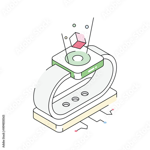 Get this isometric icon showing a smartwatch concept
